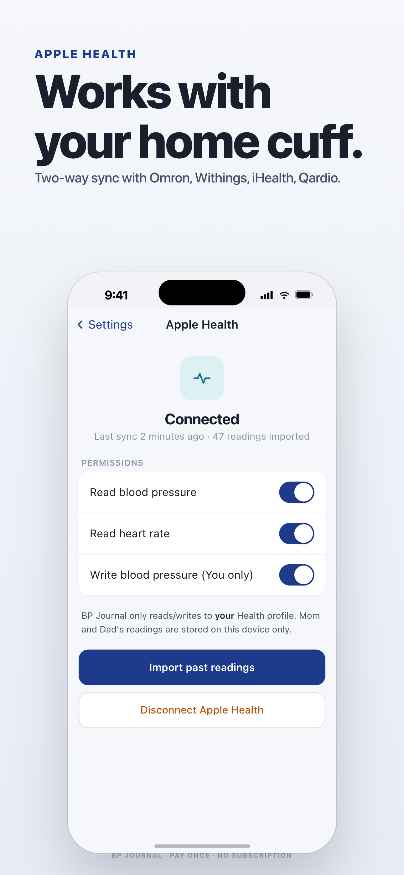 Apple Health import screen